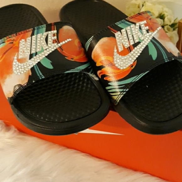Custom bling tropical Nike Slides Benassi - Picture 5 of 8